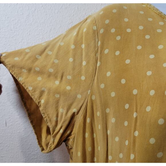 Christopher & Banks Gold Yellow Polka Dot Frayed Round Neck Top XL Lightweight - Picture 5 of 8